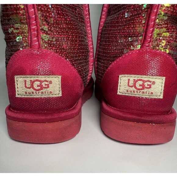 Ugg Classic Short Sparkles Roseclay Pink Sequined Shearling Women's Boots 8 - Picture 15 of 15
